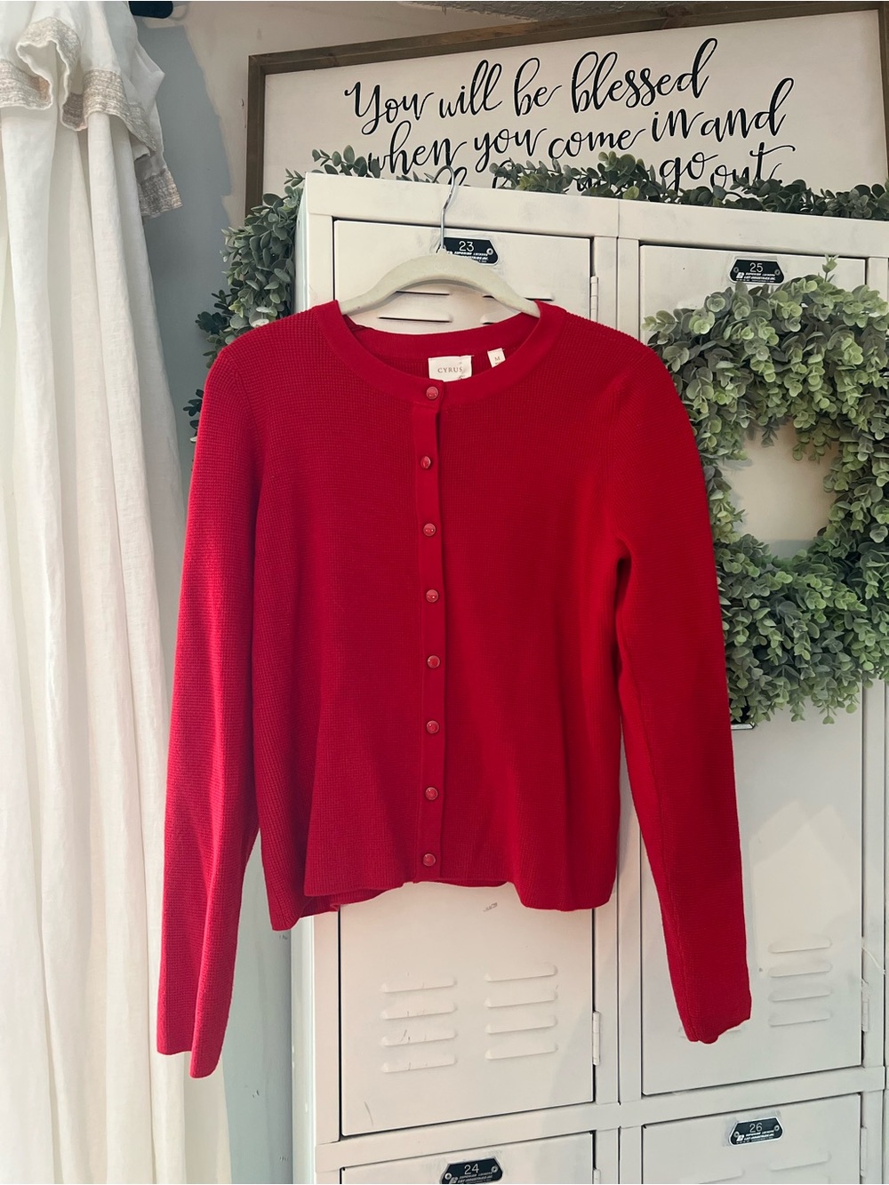 NWOT Cyrus Bright Red Button-Front Women's Cardigan